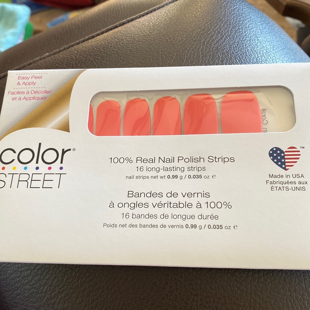 Pink color street nail strip set